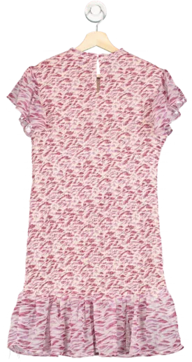 Mango Pink and White Shirred Animal Print Dress XXS
