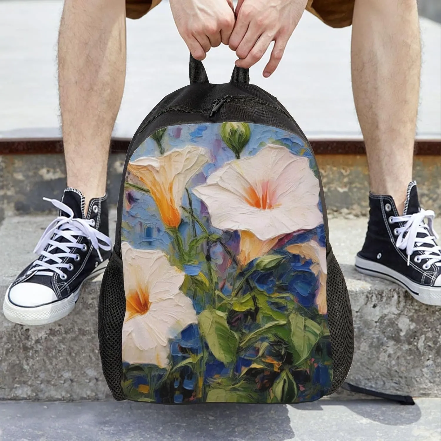 Morning Glory Flowers Backpack Waterproof Anti Theft Durable Light Laptop Bag Backpacks For Women Men Travel Gym Backpack