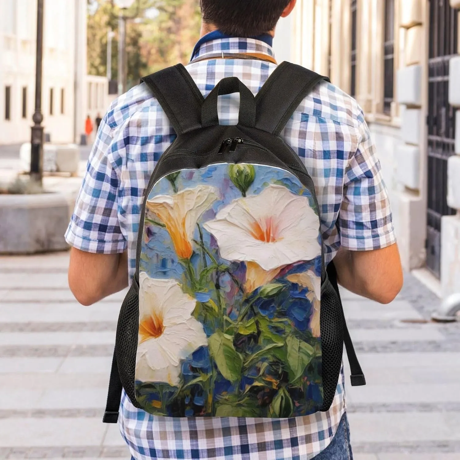 Morning Glory Flowers Backpack Waterproof Anti Theft Durable Light Laptop Bag Backpacks For Women Men Travel Gym Backpack