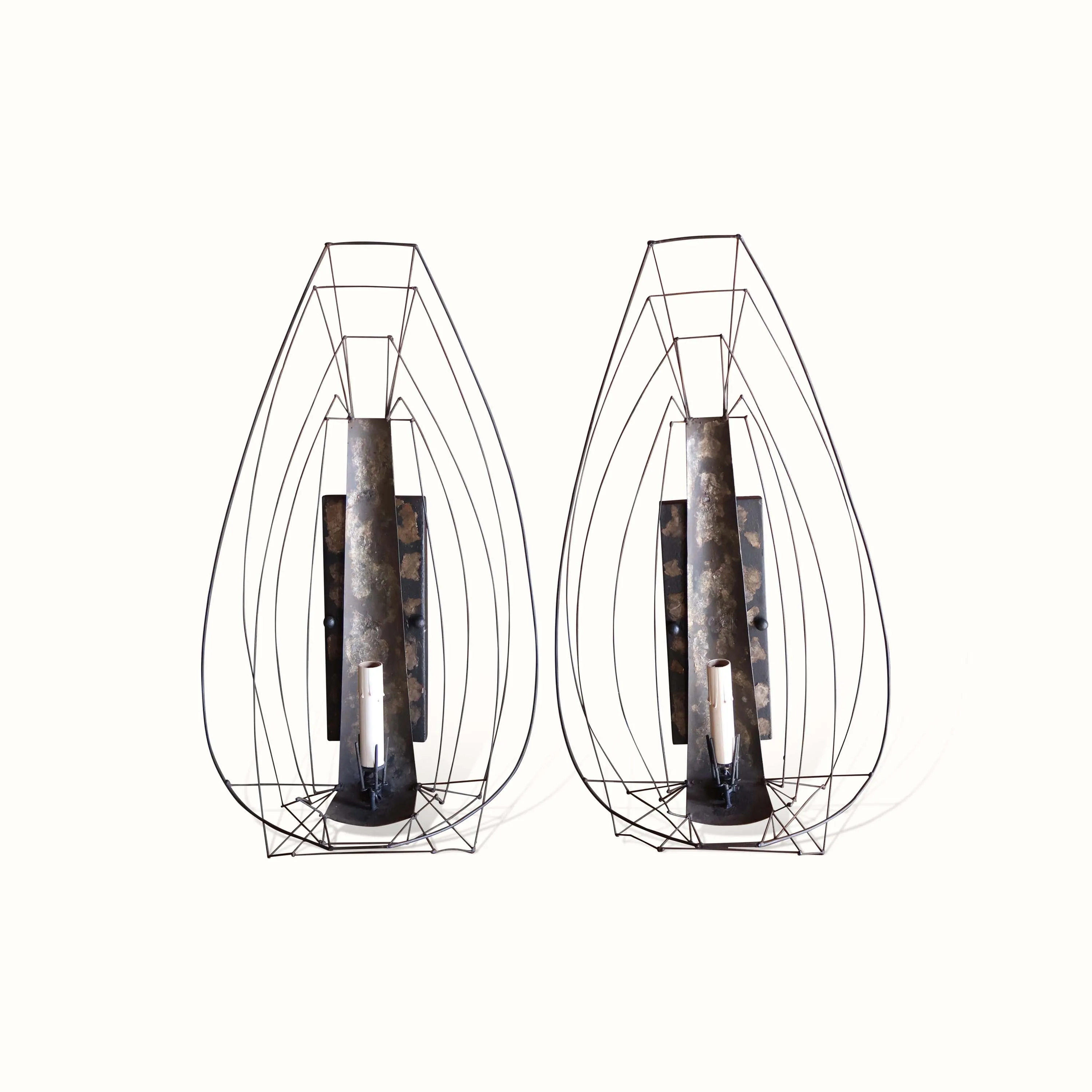 Pair of 1960s Brutalist Metal Sconces