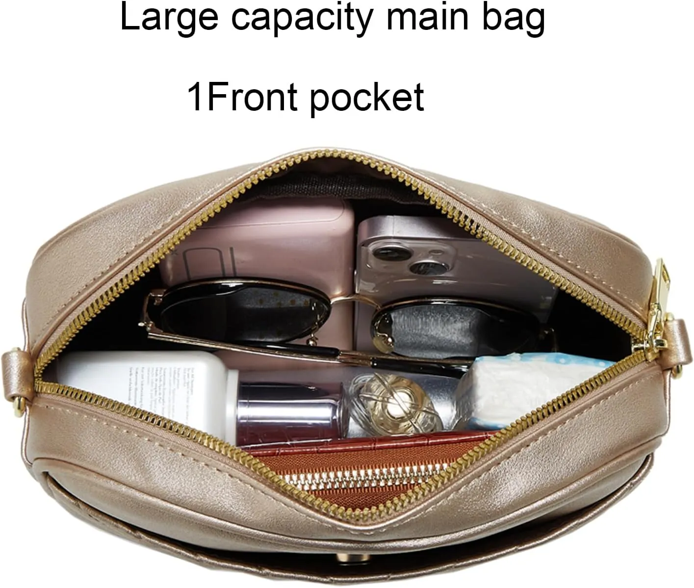 Phone Crossbody Bag with Chain Strap, Lightweight Vegan Leather Shoulder Purse for women