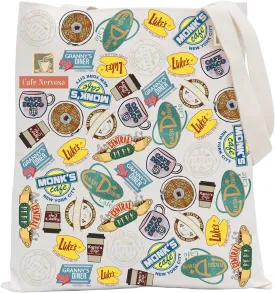 POFULL TV Show Coffee House Themed Tote Bag Caffeine Gift Cafe Diner Gift