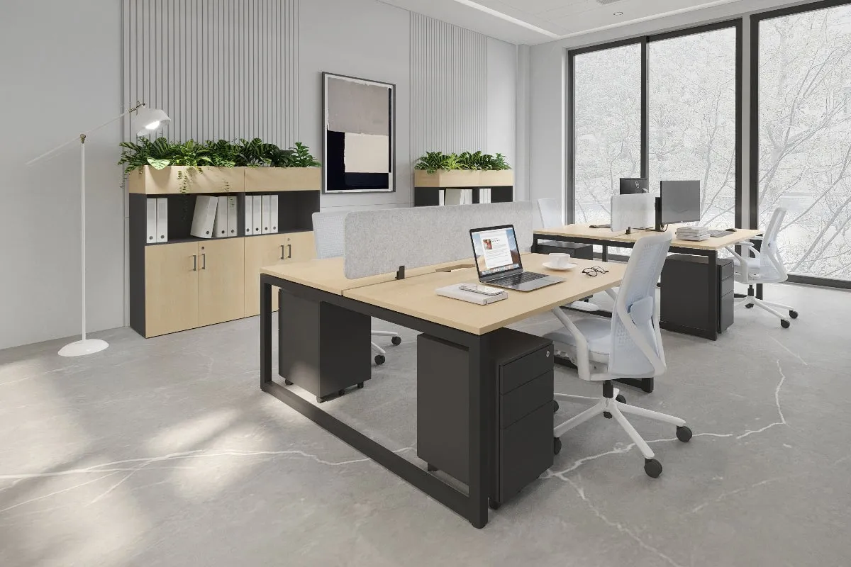 Quadro Loop Legs 2 Person Office Workstation [1600L x 800W with Cable Scallop]