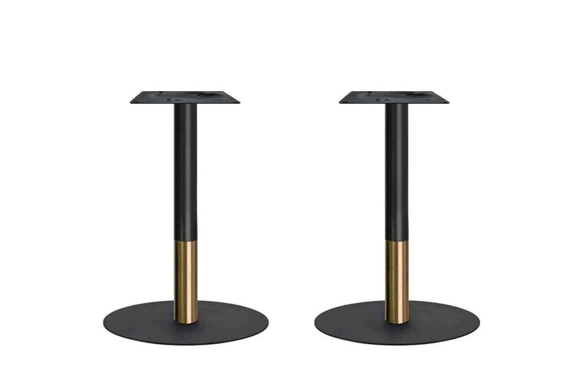 Rivoli Cafe Table - Black/Rose Gold - Black Disc Base [1600L x 700W]