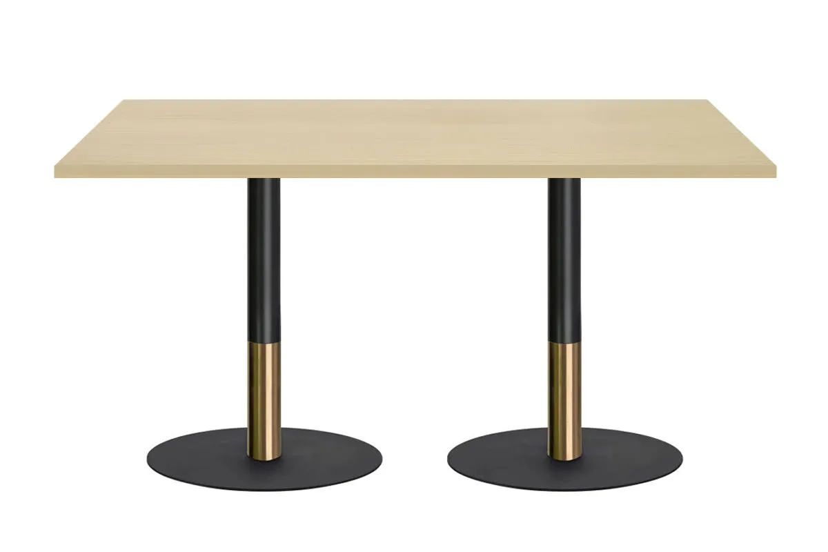 Rivoli Cafe Table - Black/Rose Gold - Black Disc Base [1600L x 700W]