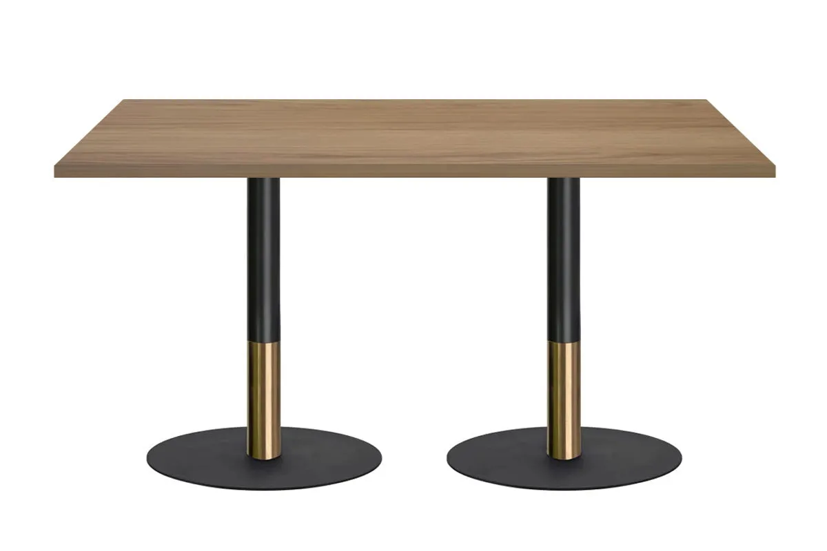 Rivoli Cafe Table - Black/Rose Gold - Black Disc Base [1600L x 700W]