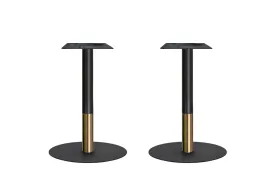 Rivoli Cafe Table - Black/Rose Gold - Black Disc Base [1600L x 700W]