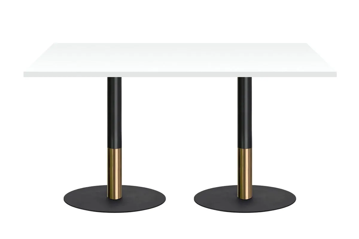 Rivoli Cafe Table - Black/Rose Gold - Black Disc Base [1600L x 700W]
