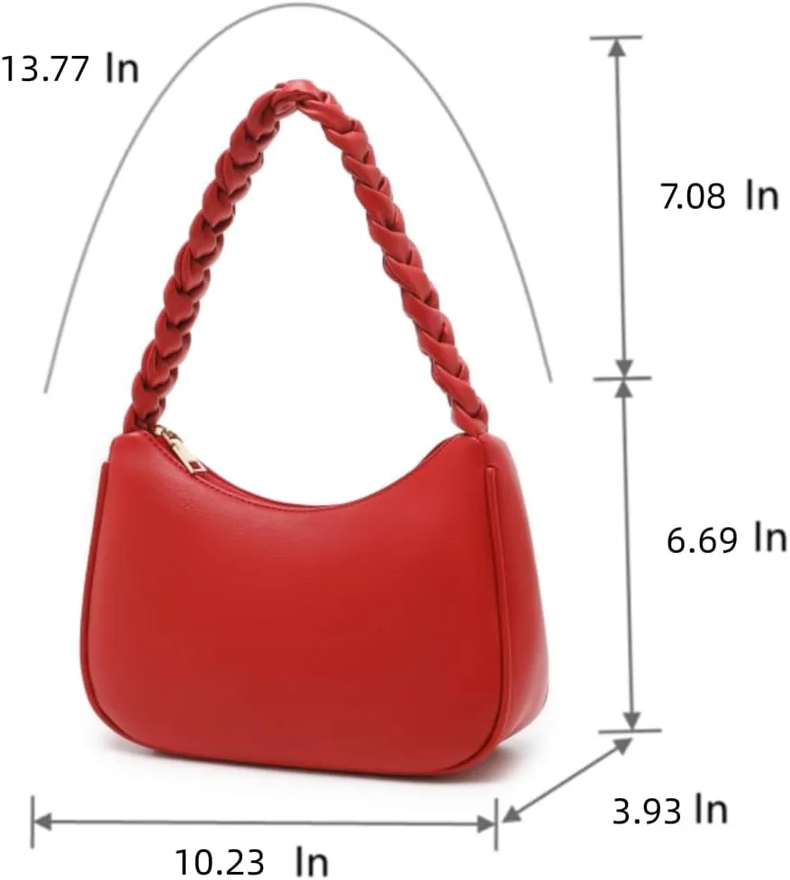 Shoulder Bags for Women, Cute Hobo Tote Handbag Mini Clutch Purse with Zipper Closure