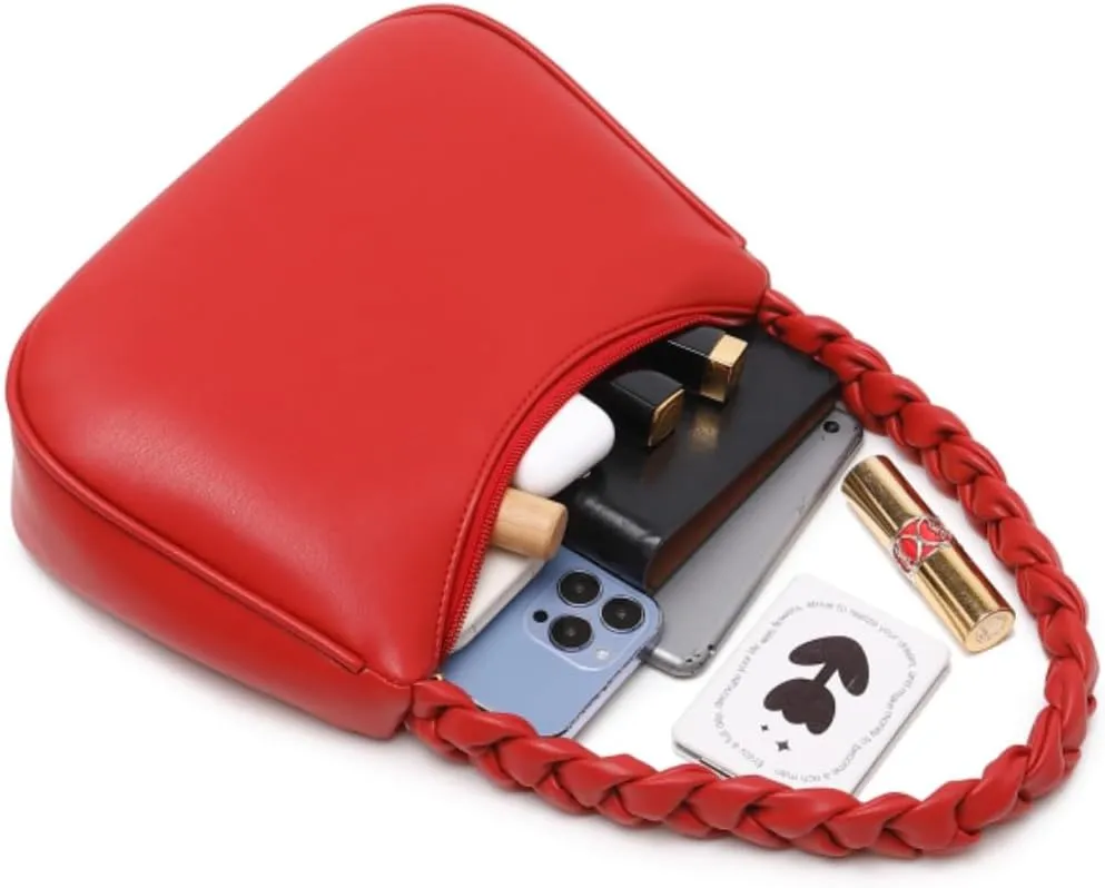 Shoulder Bags for Women, Cute Hobo Tote Handbag Mini Clutch Purse with Zipper Closure