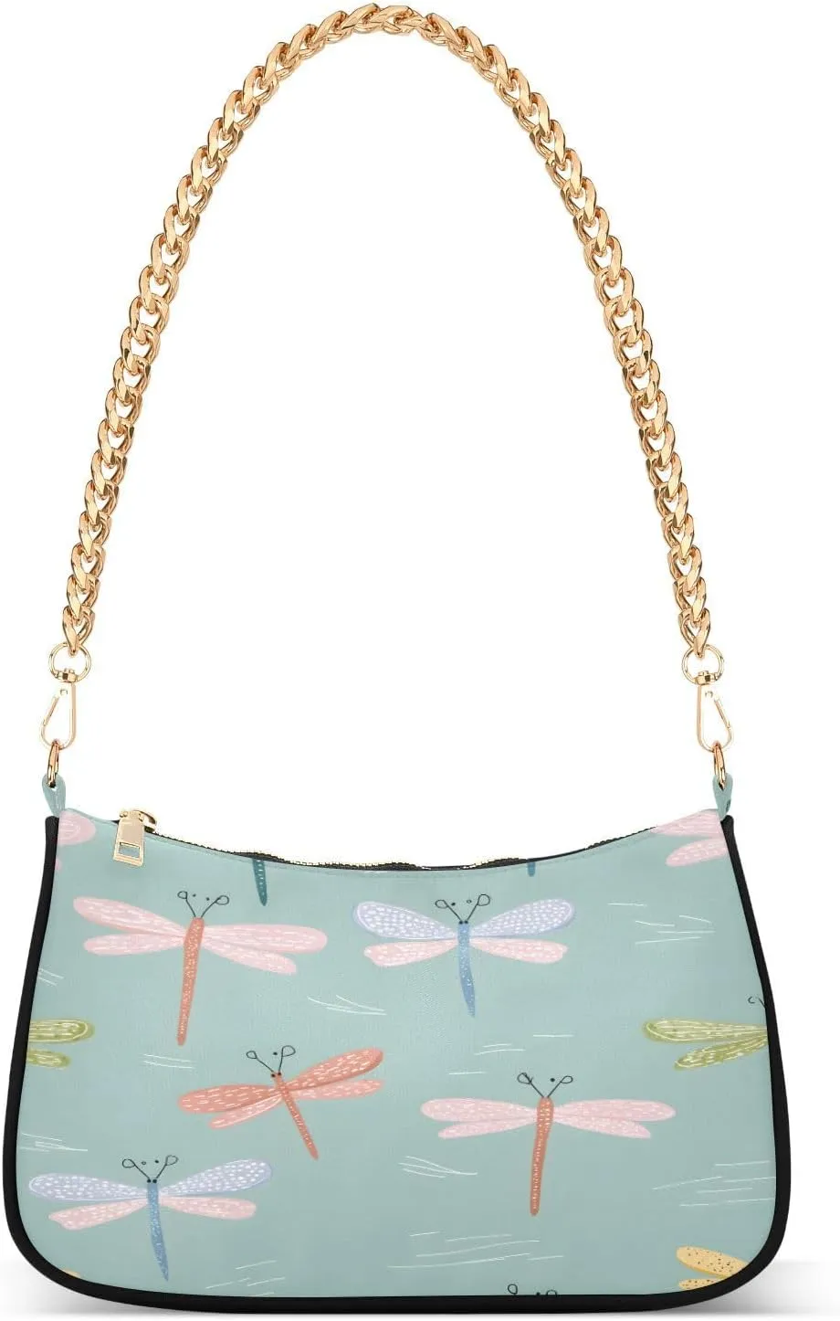 Shoulder Bags for Women Dragonfly Line Pattern Hobo Tote Handbag Small Clutch Purse with Zipper Closure