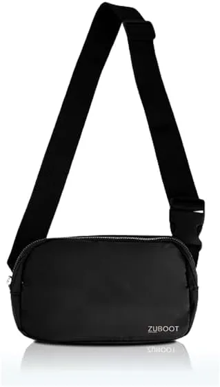 Small Sling Belt Bag  Lightweight Fanny Pack and Crossbody Waist Bag for Women & Men  Compact Travel Sling, Everyday Hiking or Workout Waist Pack (Black)