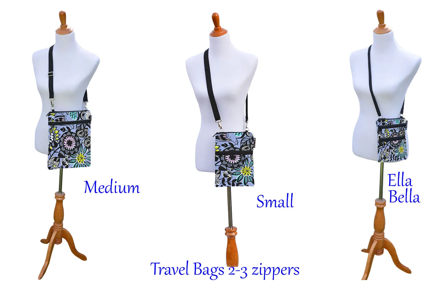 Travel Bags Crossbody Purse - Cross Body - Faux Leather - Tablet Purse - Black and White Daisy Doodles Fabric