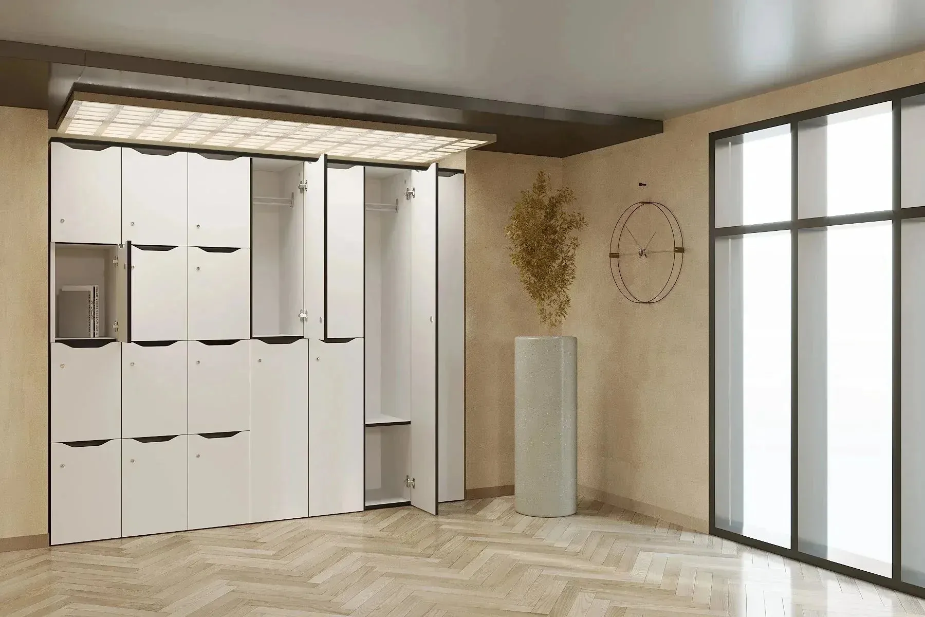 Uniform Melamine Locker White Carcass Single Door