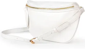Viva Terry Saddle Crossbody Bags for Women, PU Leather Saddle Satchel Bag Fanny Pack and Cross Body Purse(White)