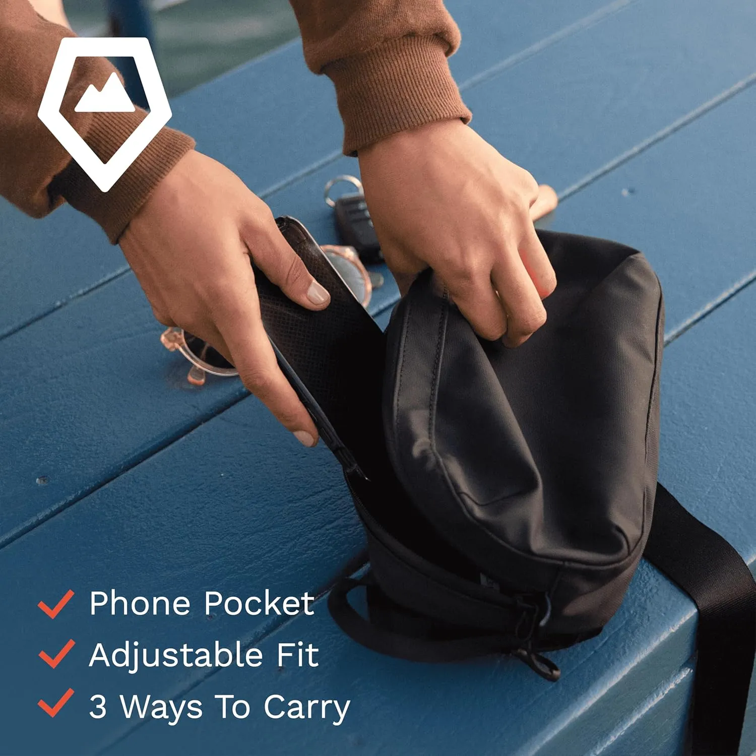 WANDRD All-New D1 Fanny Pack - Crossbody Carry Bag for Hiking, Traveling, Festivals, Sports, and More - Weather-Resistant for Phones, Wallets, Keys, and Camera (Black)