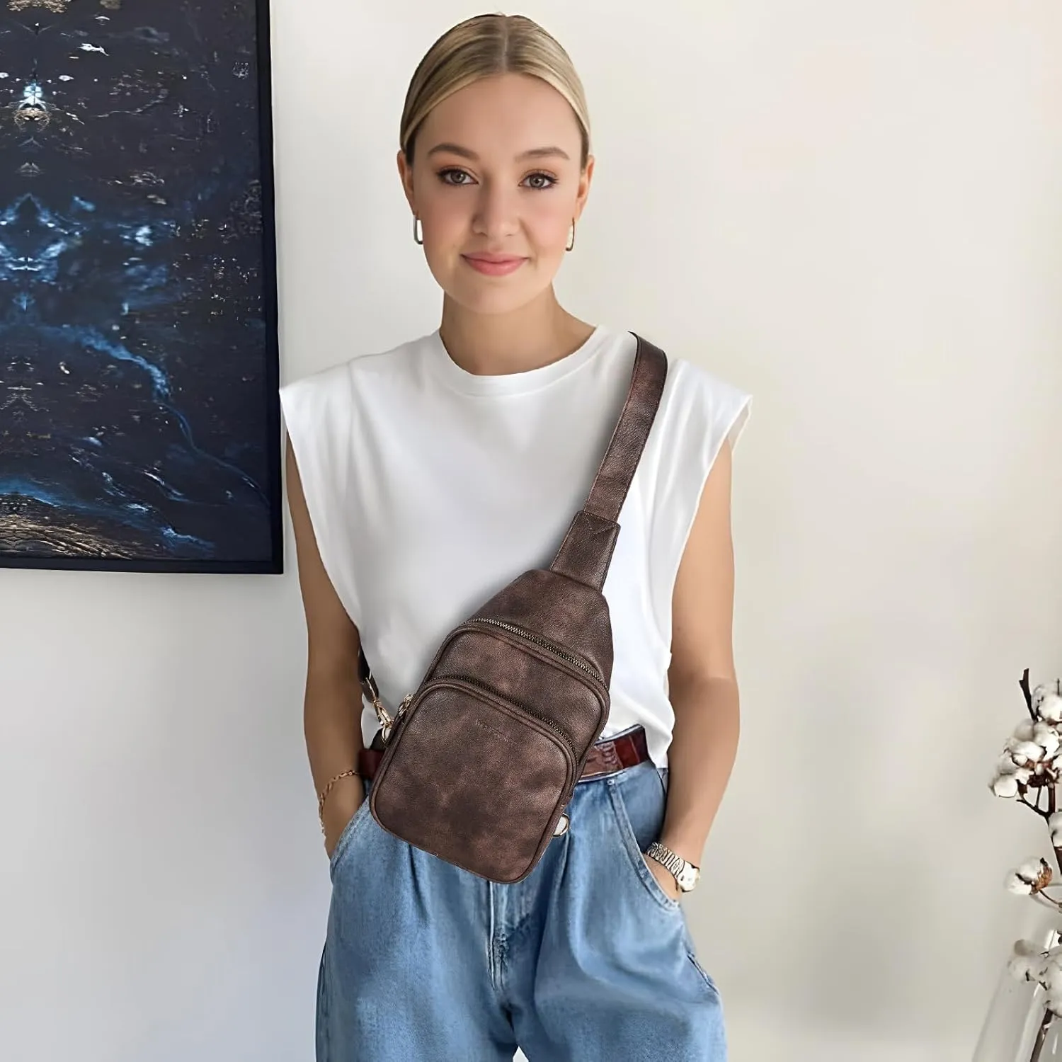WESTBRONCO Small Sling Bag for Women Nylon Crossbody Sling Backpck Lightweight for Travel Casual Daily