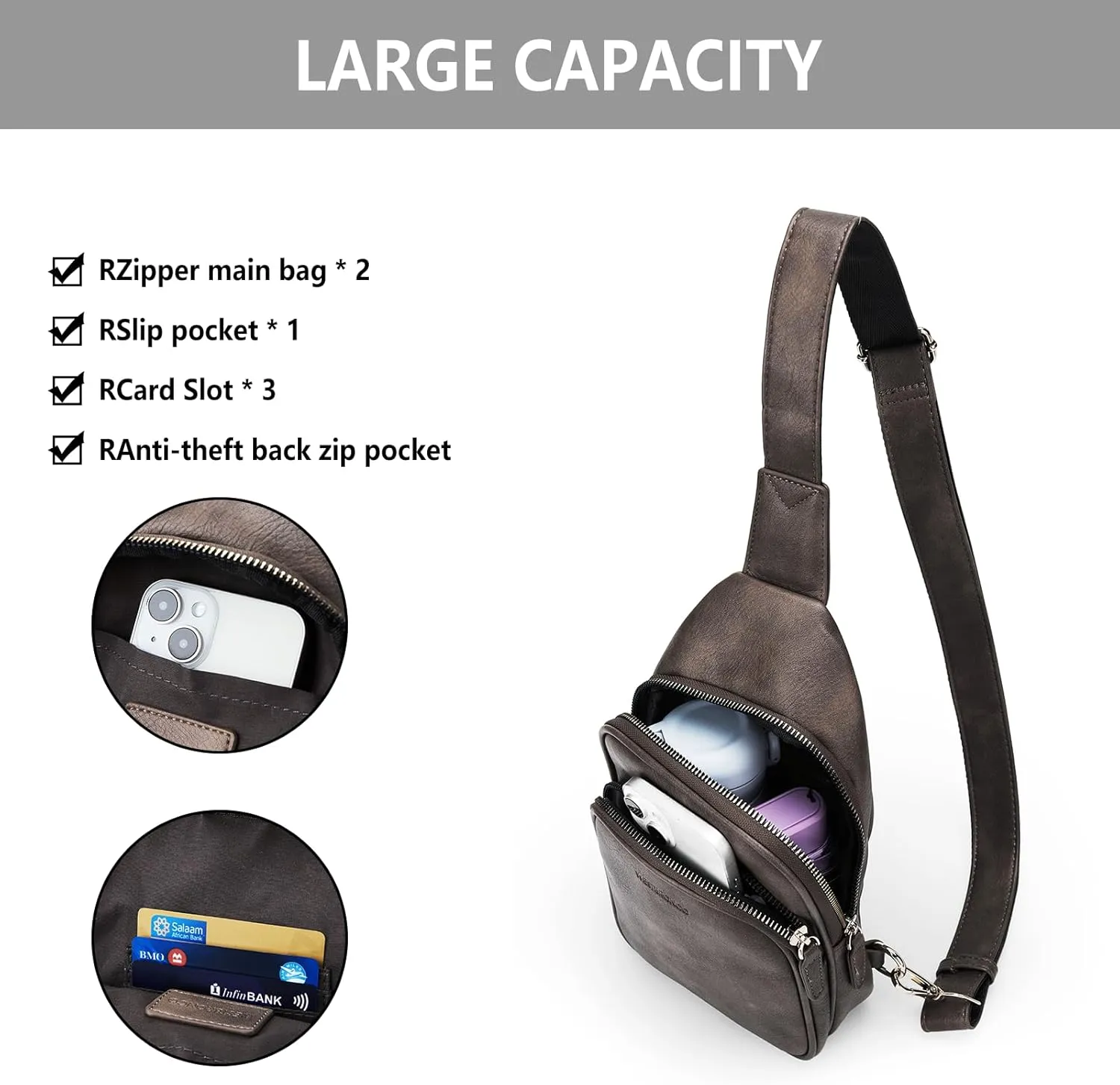 WESTBRONCO Small Sling Bag for Women Nylon Crossbody Sling Backpck Lightweight for Travel Casual Daily
