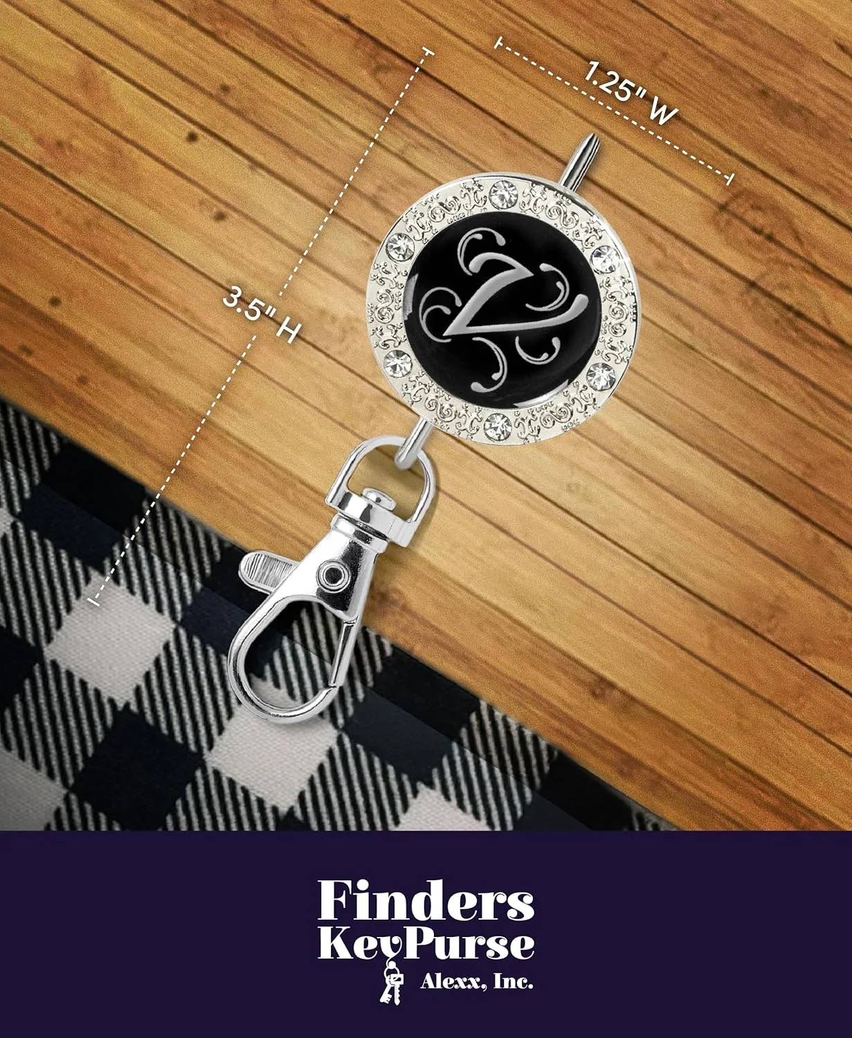 Womens Bag Charm Key Finder, Car Keychain Hook, Cute Purse Organizer & Tote Bag Accessories, Gifts for Mom - Monogram Letter