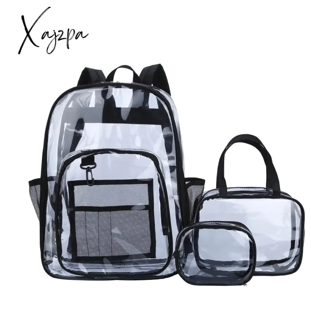 Xajzpa - Transparent PVC Set Bag Waterproof Backpack Unisex Large Capacity Backpack Solid Clear Backpack Couple Fashion Bagback Designer