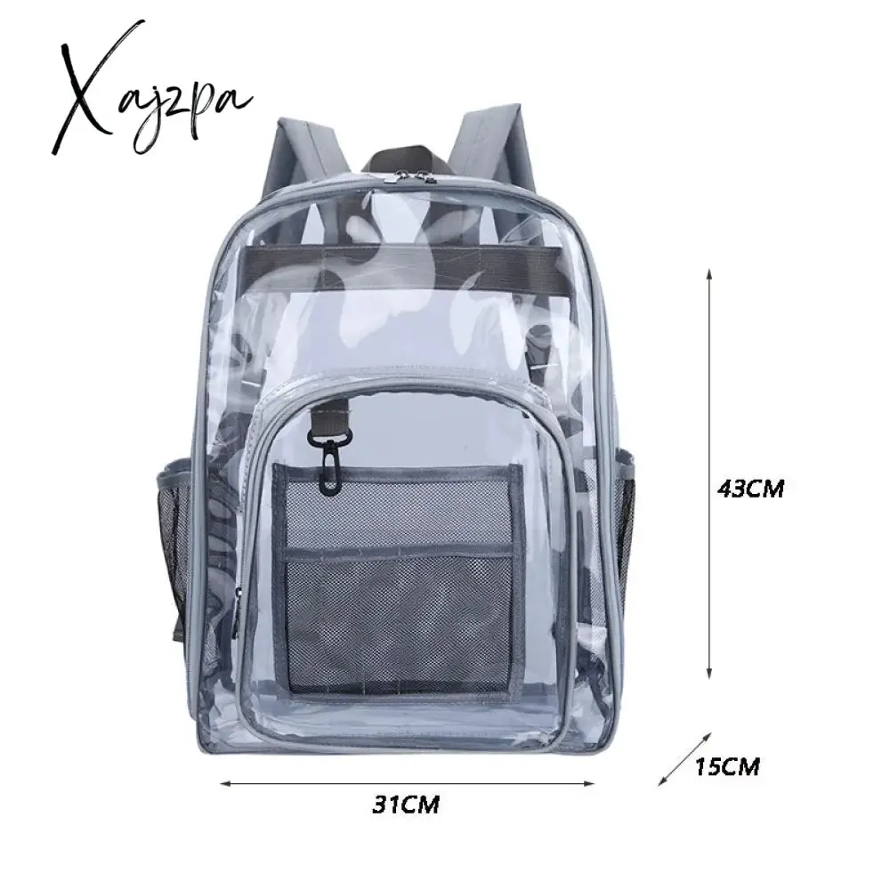 Xajzpa - Transparent PVC Set Bag Waterproof Backpack Unisex Large Capacity Backpack Solid Clear Backpack Couple Fashion Bagback Designer