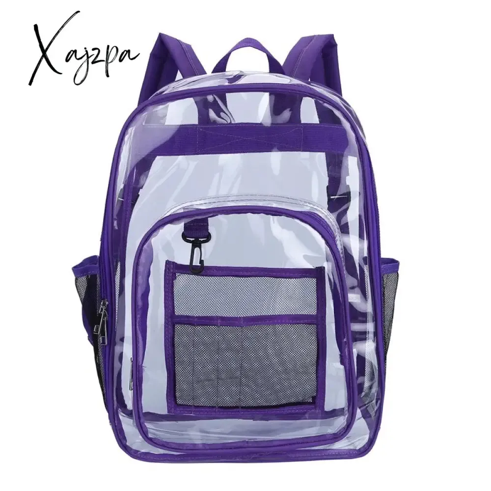 Xajzpa - Transparent PVC Set Bag Waterproof Backpack Unisex Large Capacity Backpack Solid Clear Backpack Couple Fashion Bagback Designer