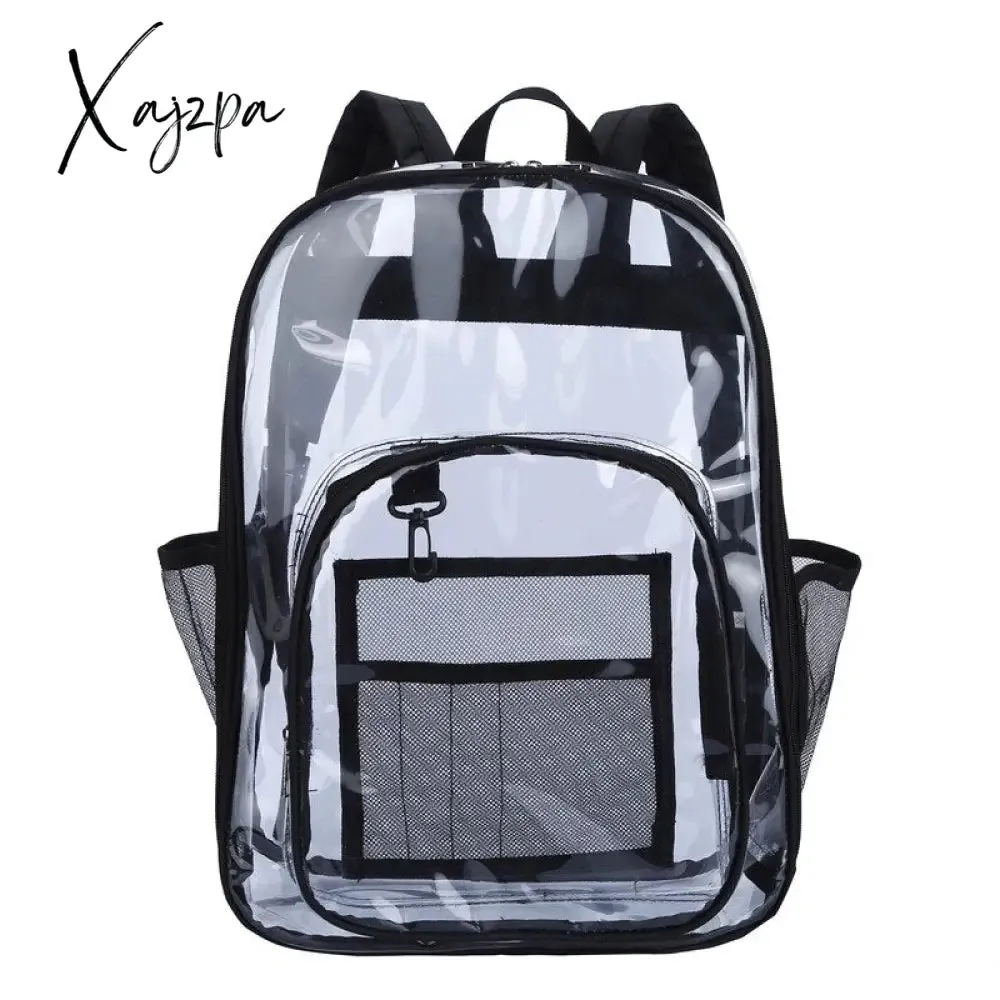 Xajzpa - Transparent PVC Set Bag Waterproof Backpack Unisex Large Capacity Backpack Solid Clear Backpack Couple Fashion Bagback Designer