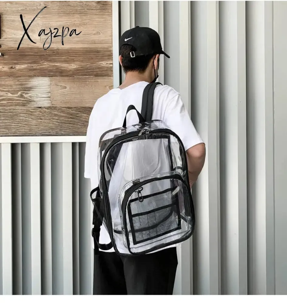 Xajzpa - Transparent PVC Set Bag Waterproof Backpack Unisex Large Capacity Backpack Solid Clear Backpack Couple Fashion Bagback Designer