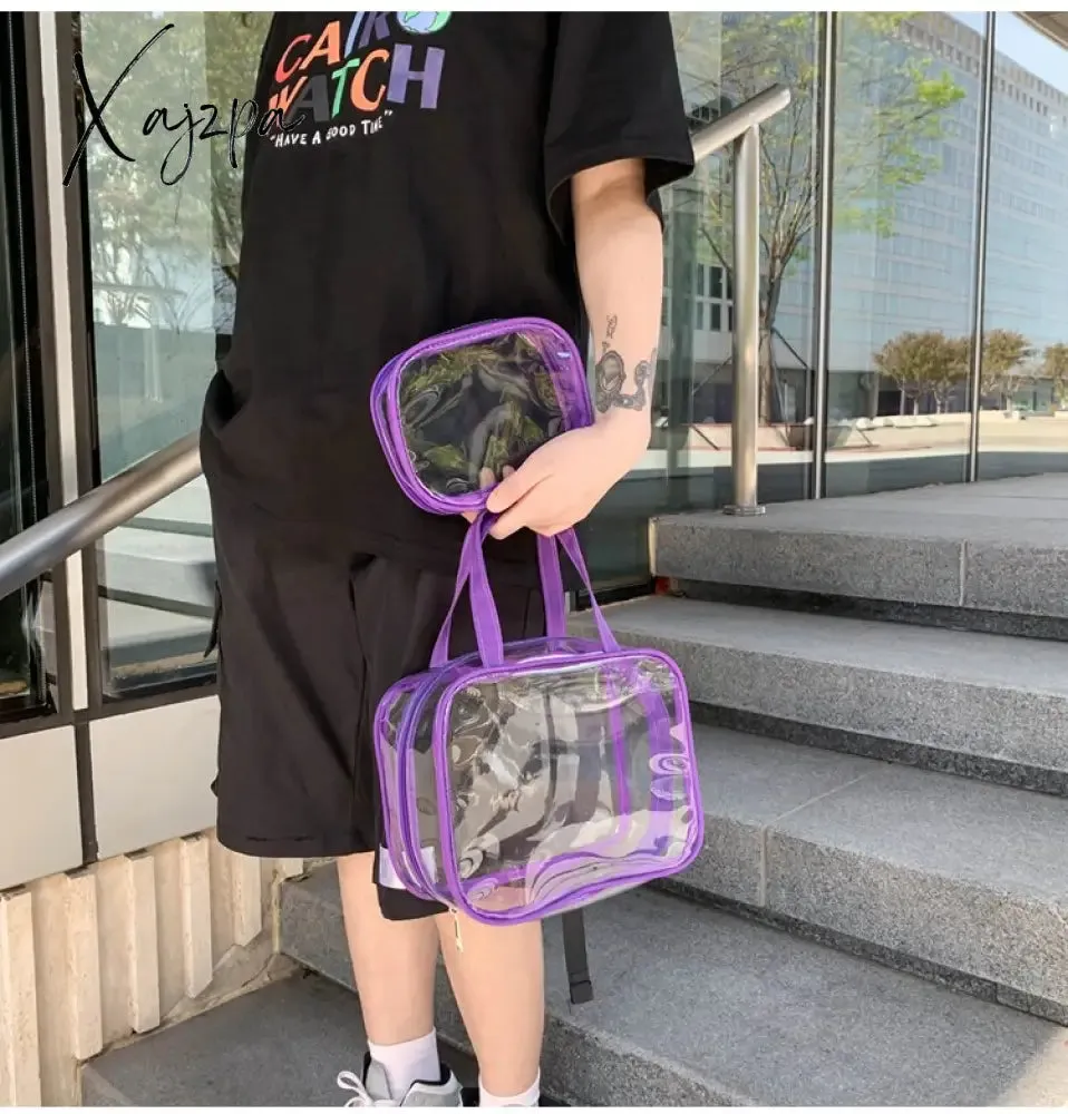 Xajzpa - Transparent PVC Set Bag Waterproof Backpack Unisex Large Capacity Backpack Solid Clear Backpack Couple Fashion Bagback Designer