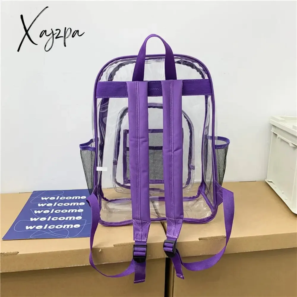 Xajzpa - Transparent PVC Set Bag Waterproof Backpack Unisex Large Capacity Backpack Solid Clear Backpack Couple Fashion Bagback Designer