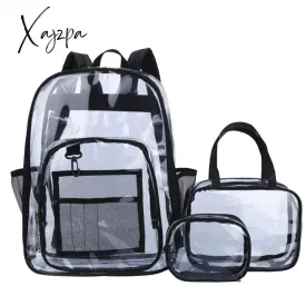 Xajzpa - Transparent PVC Set Bag Waterproof Backpack Unisex Large Capacity Backpack Solid Clear Backpack Couple Fashion Bagback Designer