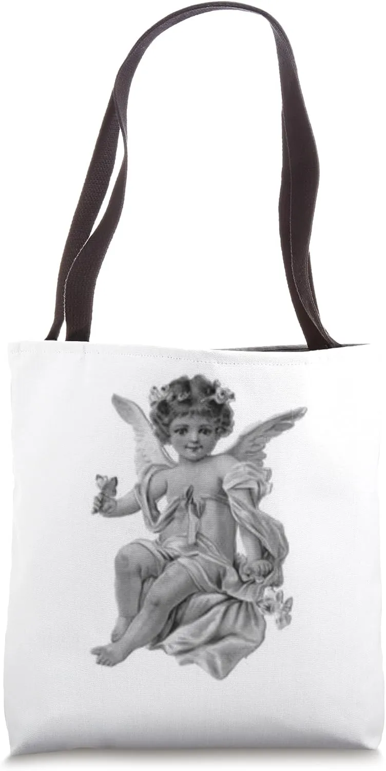 .Young Vintage Angel in monochrome Tote Bag