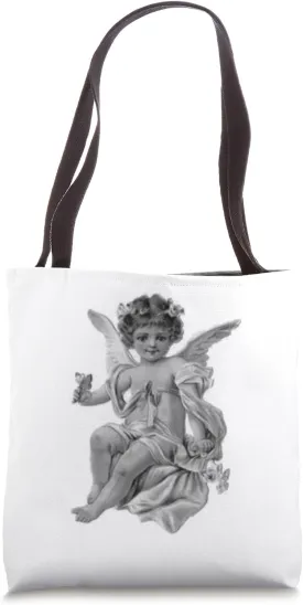 .Young Vintage Angel in monochrome Tote Bag